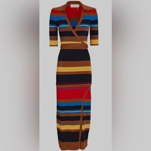Nicholas Joanna Striped Rib Knit Wrap Dress